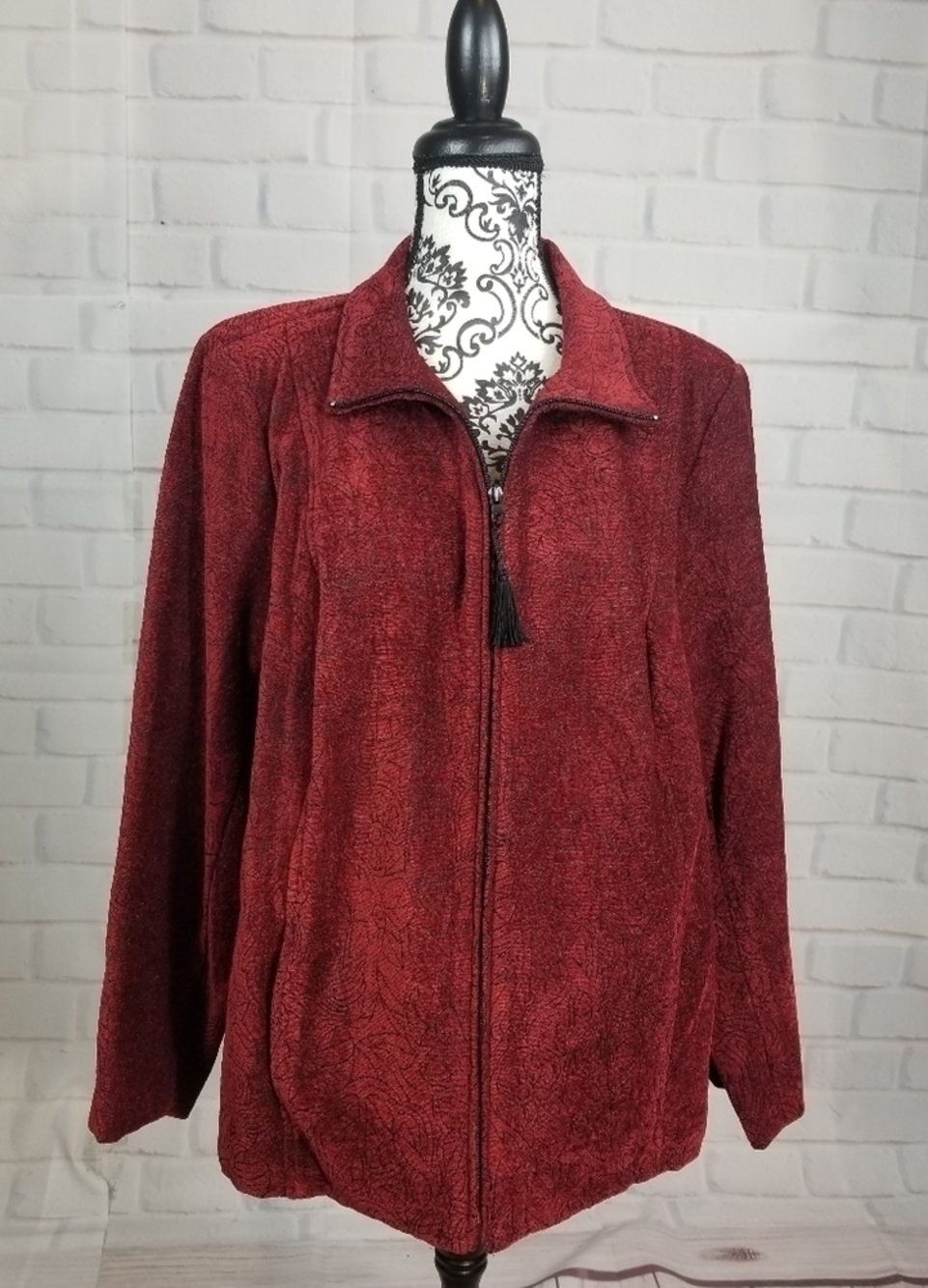Dressbarn textured long sleeve zip front jacket plus size 2x pockets